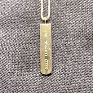 Tiffany and Co. , Sterling Silver 1837 bar pendant necklace